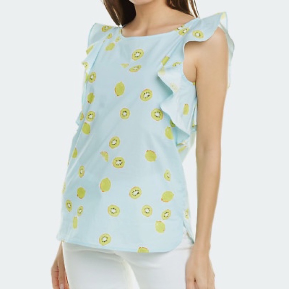 Tyler Boe Gabby kiwi Printed Ruffle Top 10